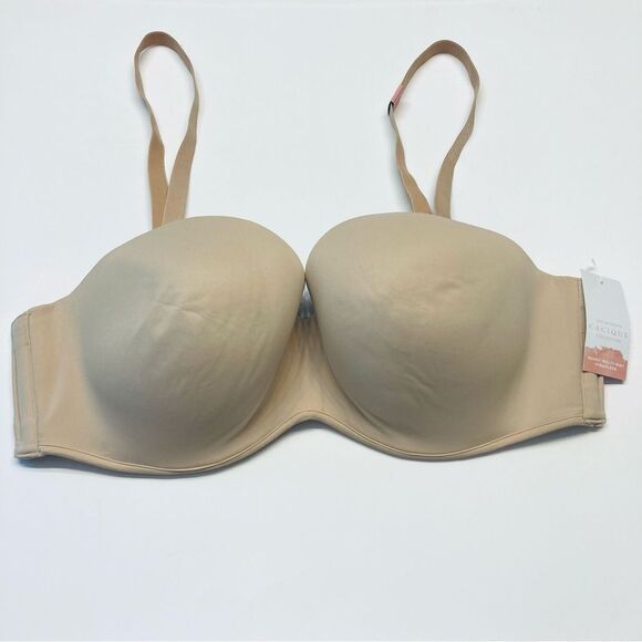 Cacique Smooth Boost Multi-Way Strapless Underwire Bra Beige Plus Size‎ 40DD NEW - Picture 1 of 8
